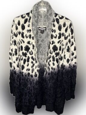 Oliver Fuzzy Animal Print Cardigan Sweater